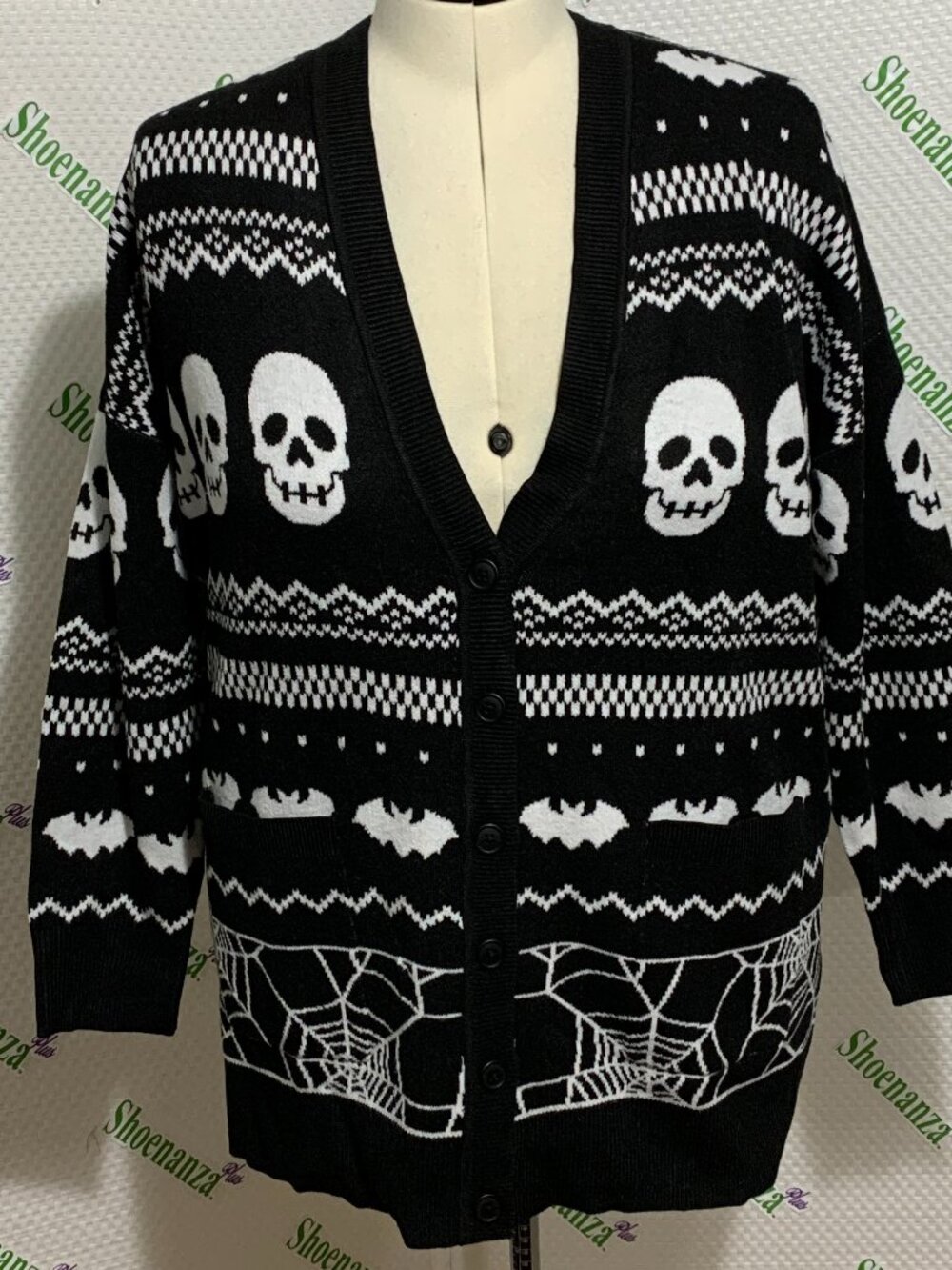 Torrid Sweater Cardigan Halloween Skulls Bats Spiderweb Pocket Luxe Plus 5 28